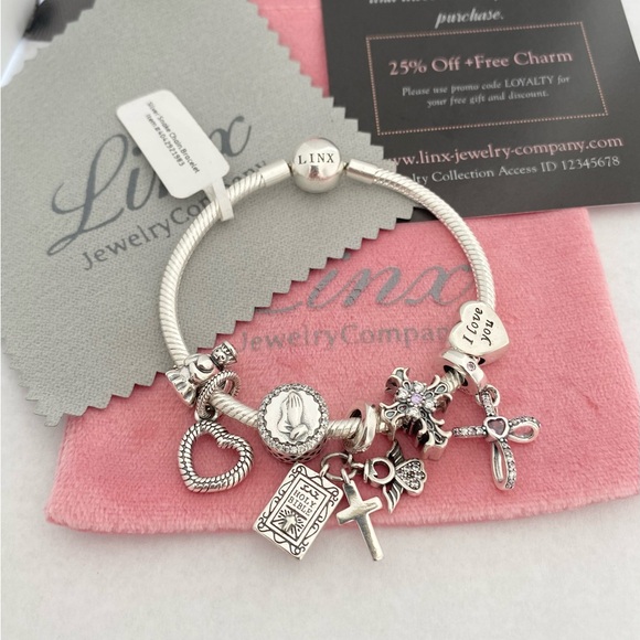 Linx Snake Chain Bracelet with Religious Themed Charms